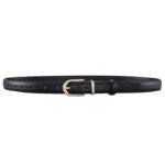 Ceinture cuir pour femmes, ceinture en cuir de vachette 2002 La boucle dorée est noire