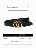 Ceinture en cuir femme, design haut de gamme 2035-01 Noir [2,3 de large]