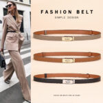 Ceinture en cuir femmes, fine, en cuir de vachette haut de gamme AMS