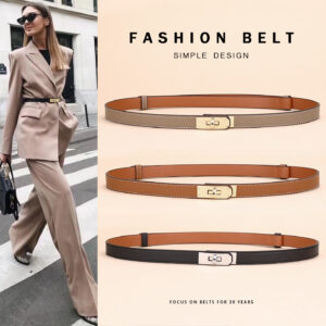 Ceinture en cuir femmes, fine, en cuir de vachette haut de gamme AMS