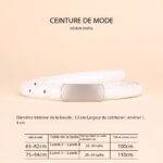 Ceinture en cuir femmes haute couture 1.5 Tablette - 001 Blanc court
