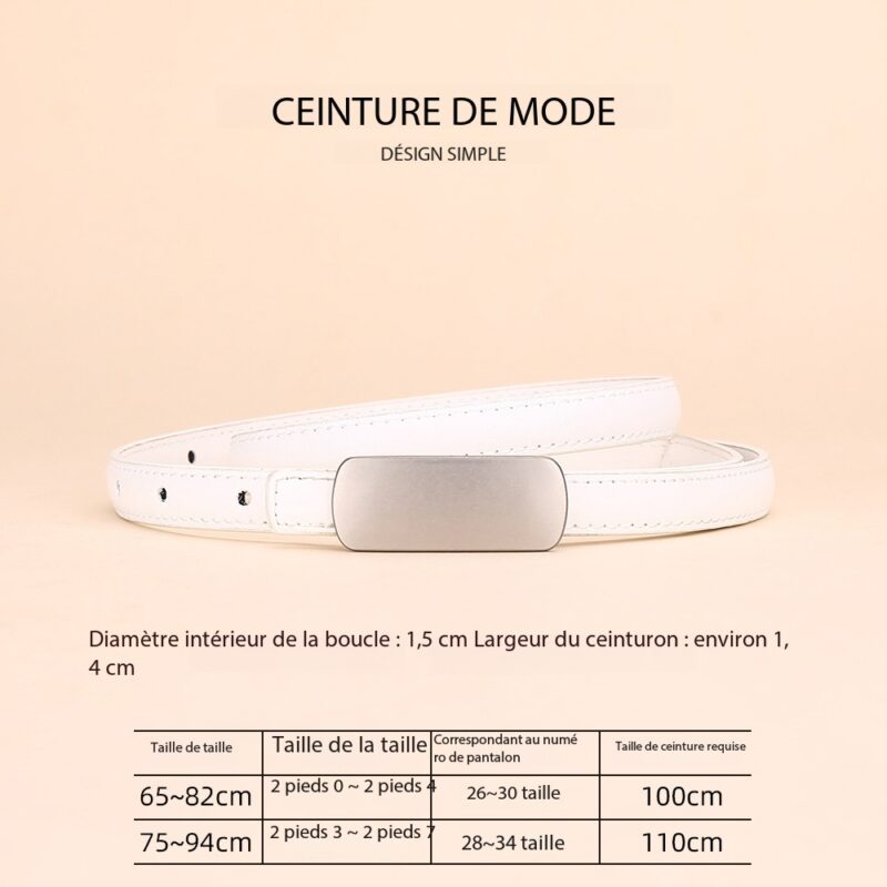 Ceinture en cuir femmes haute couture 1.5 Tablette - 001 Blanc court