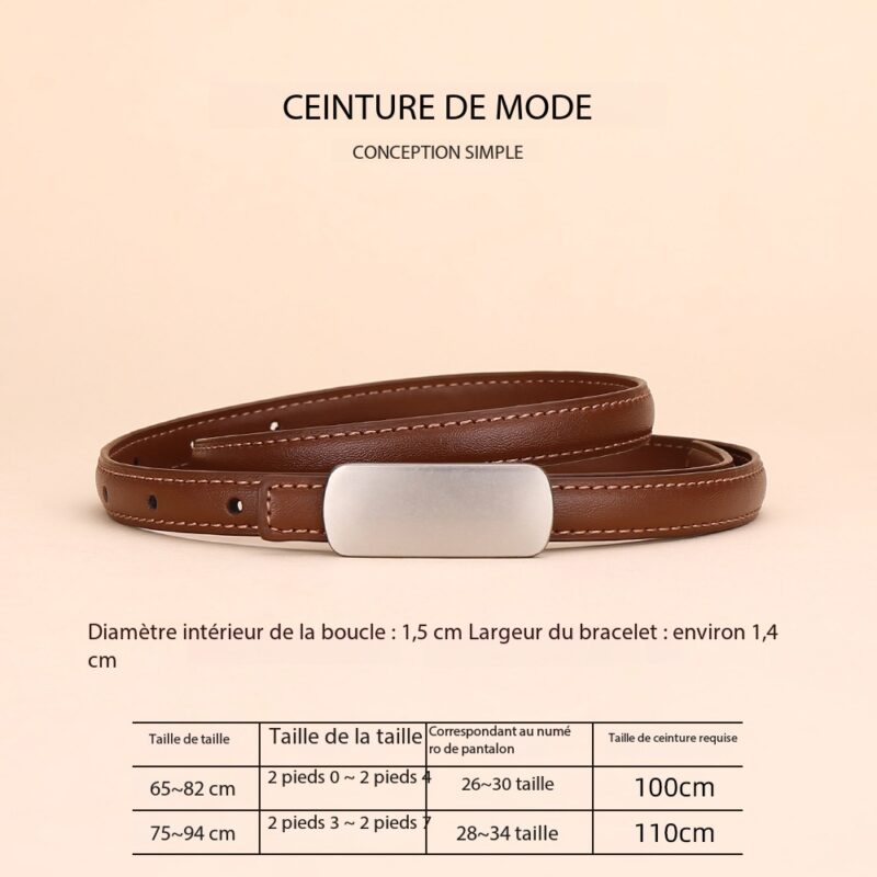 Ceinture en cuir femmes haute couture 1.5 Tablette - 001 Brun court
