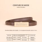 Ceinture en cuir femmes haute couture 1.5 Tablette Kaki en losange à double rangée