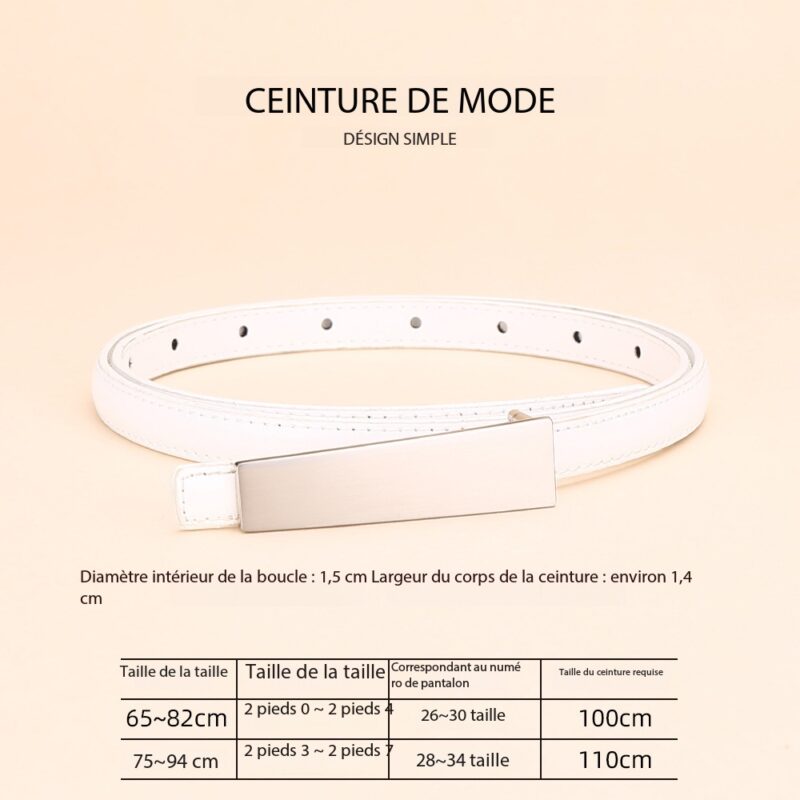 Ceinture en cuir femmes haute couture 1.5 Tablette Long blanc