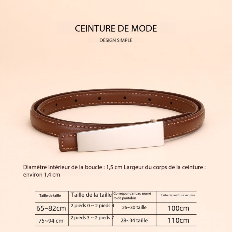 Ceinture en cuir femmes haute couture 1.5 Tablette Long brun