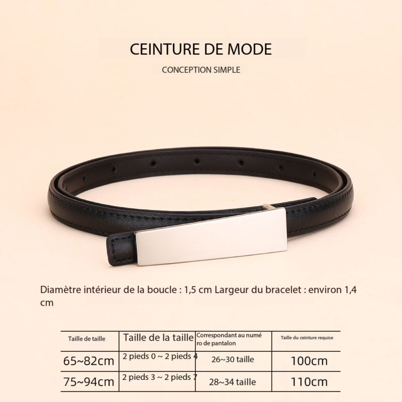 Ceinture en cuir femmes haute couture 1.5 Tablette Long noir