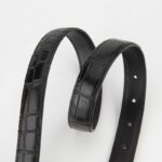 Ceinture vintage cuir crocodile en argent vieilli 28081-01