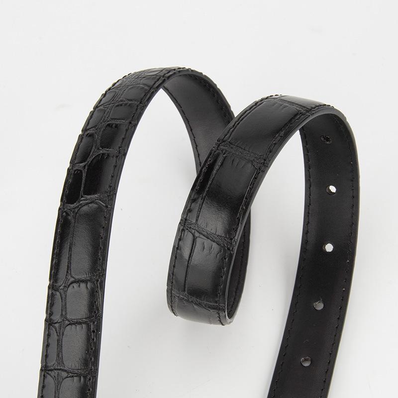 Ceinture vintage cuir crocodile en argent vieilli 28081-01