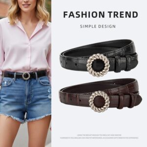 Ceinture vintage cuir crocodile en argent vieilli 28081