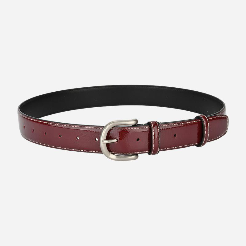 Ceinture vintage en cuir vintage haut de gamme, mixte 38026-Café rouge