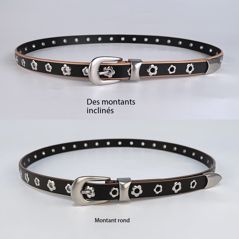 Ceintures femme en cuir riveté, haut de gamme 21505-03