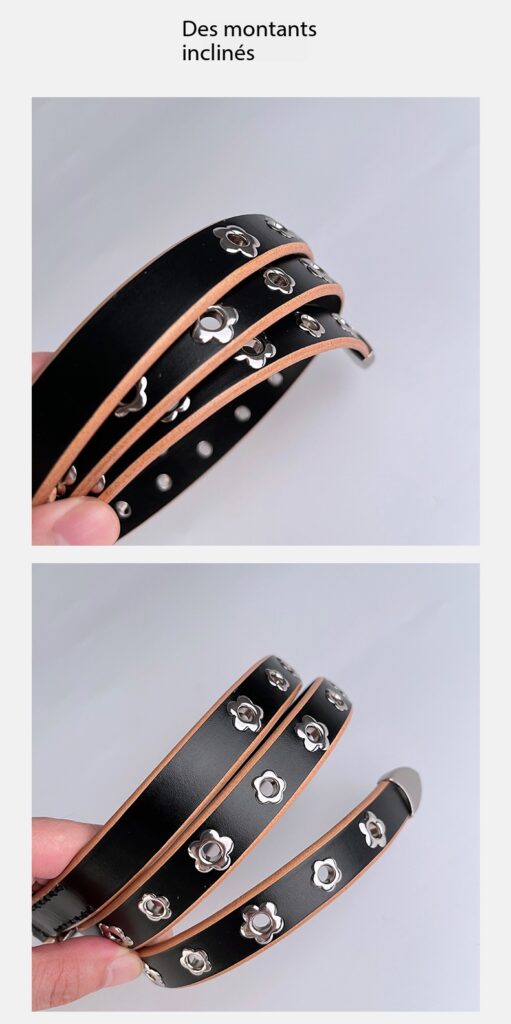 High-end riveted leather belts for women, 21505 Demo 07