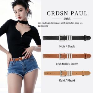 Double ceinture en cuir femmes, métallique fine 01 (8)