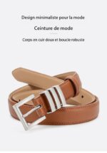 Double ceinture en cuir femmes, métallique fine 01 (8) Demo 01