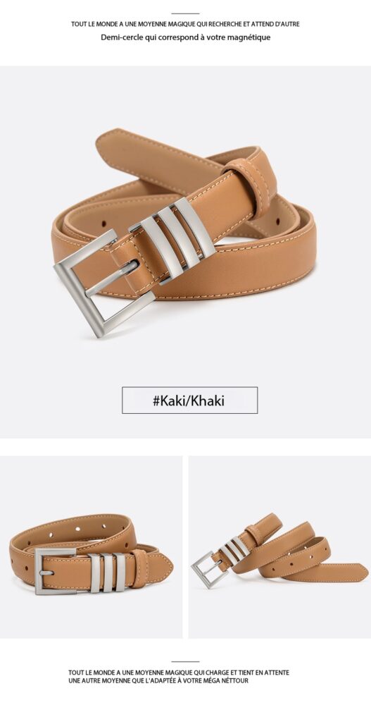 Women's Double Leather Belt, Thin Metallic 01 (8) Demo 011