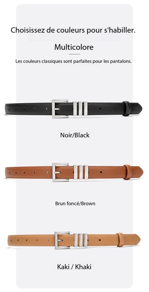 Women's Double Leather Belt, Thin Metallic 01 (8) Demo 02