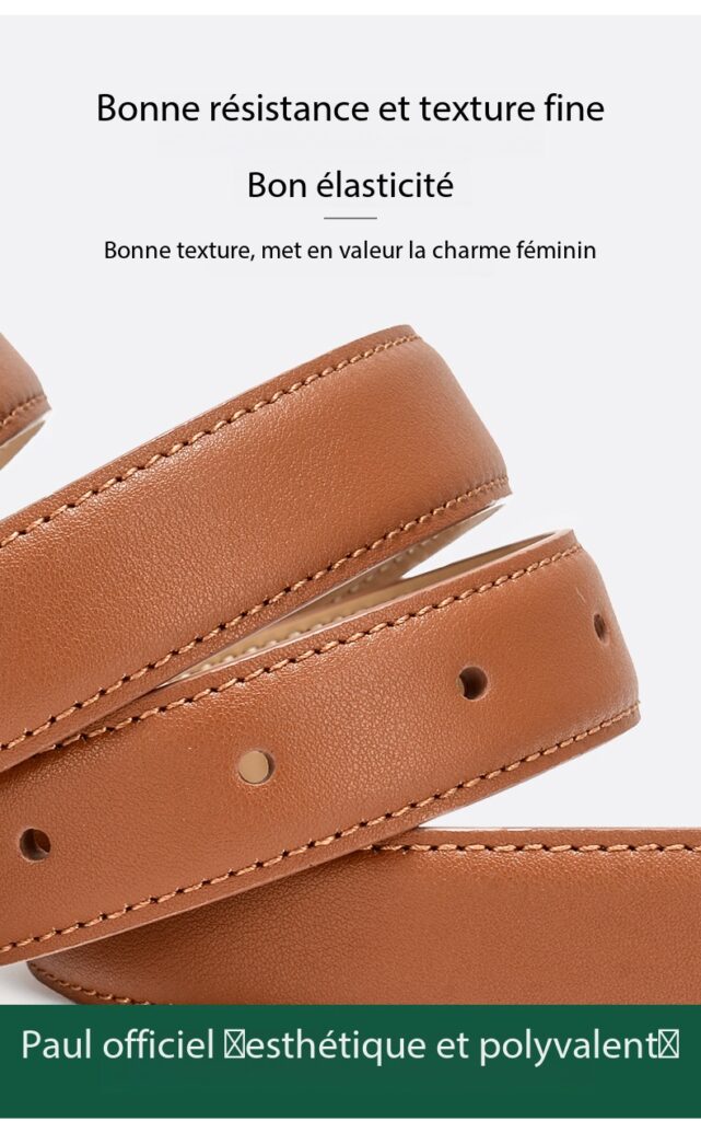 Women's Double Leather Belt, Thin Metallic 01 (8) Demo 05