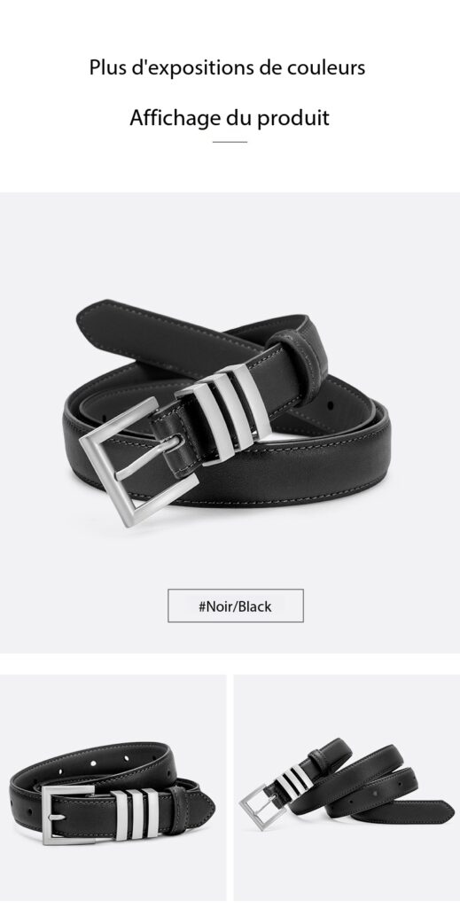 Women's Double Leather Belt, Thin Metallic 01 (8) Demo 09