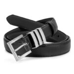 Double ceinture en cuir femmes, métallique fine 01 (8) Noir