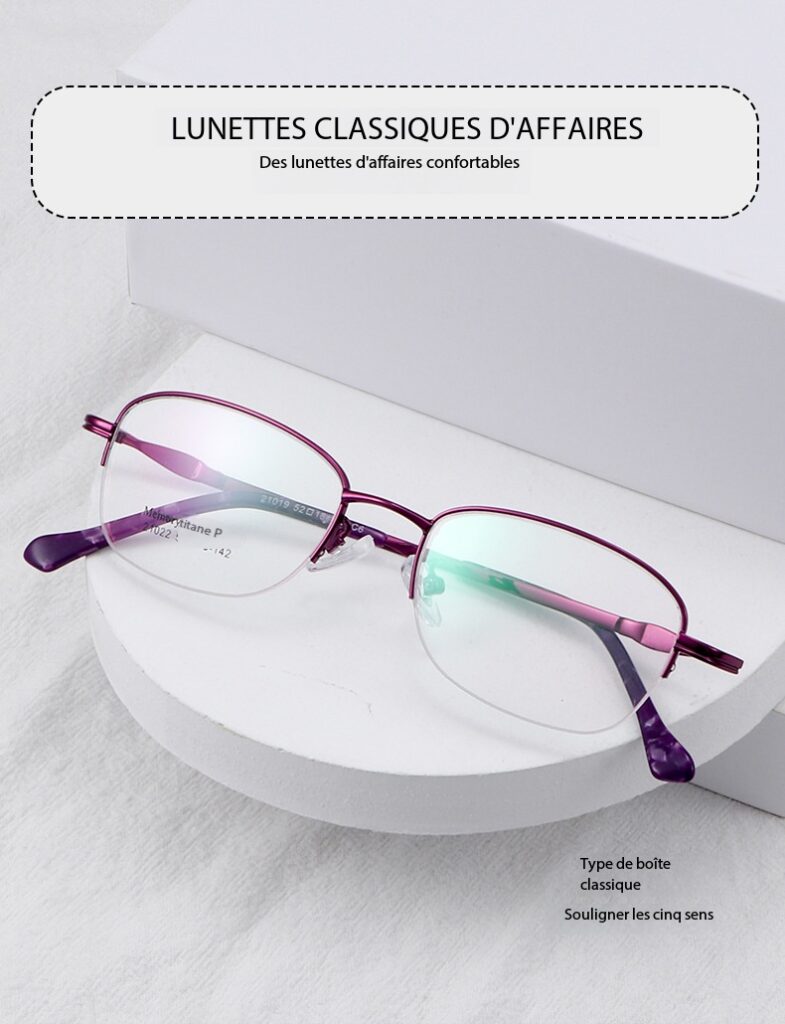 Lunettes ultralégères élégantes à demi-monture à mémoire en titane 21022 dEMO 01