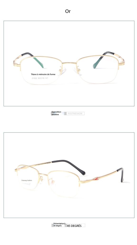 Lunettes ultralégères élégantes à demi-monture à mémoire en titane 21022 dEMO 012