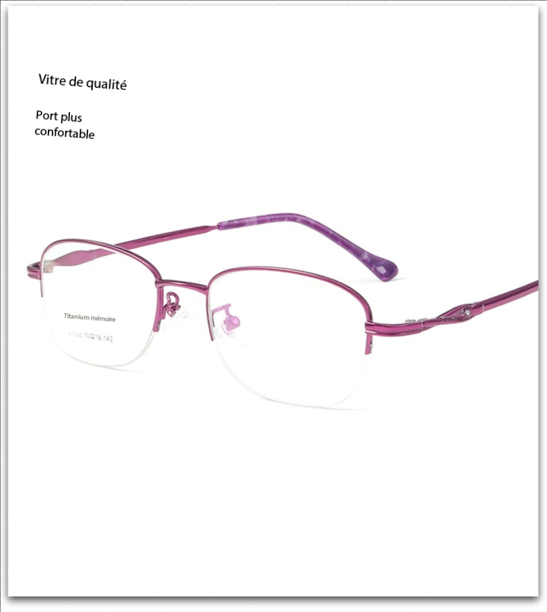 Lunettes ultralégères élégantes à demi-monture à mémoire en titane 21022 dEMO 04