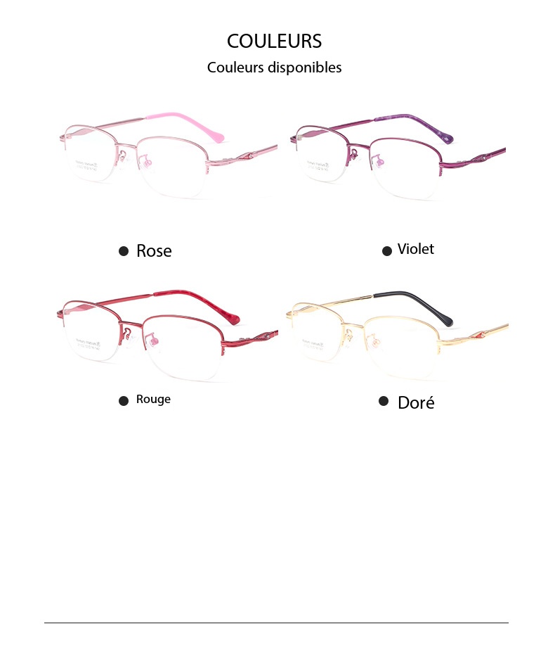 Lunettes ultralégères élégantes à demi-monture à mémoire en titane 21022 dEMO 07