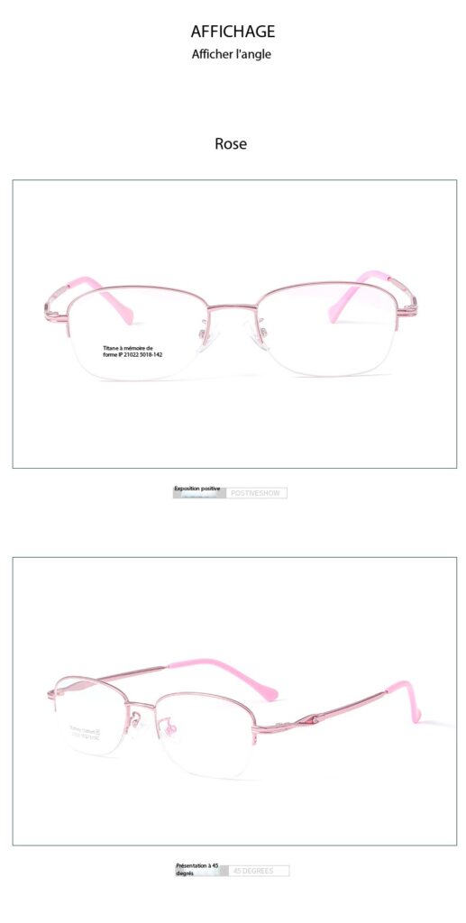 Lunettes ultralégères élégantes à demi-monture à mémoire en titane 21022 dEMO 08