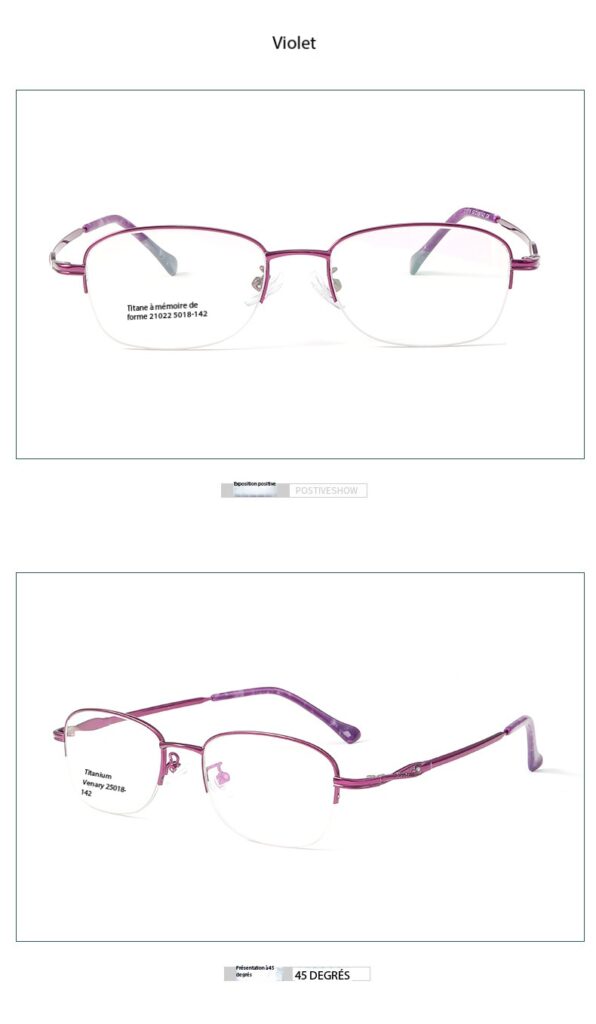 Lunettes ultralégères élégantes à demi-monture à mémoire en titane 21022 dEMO 09