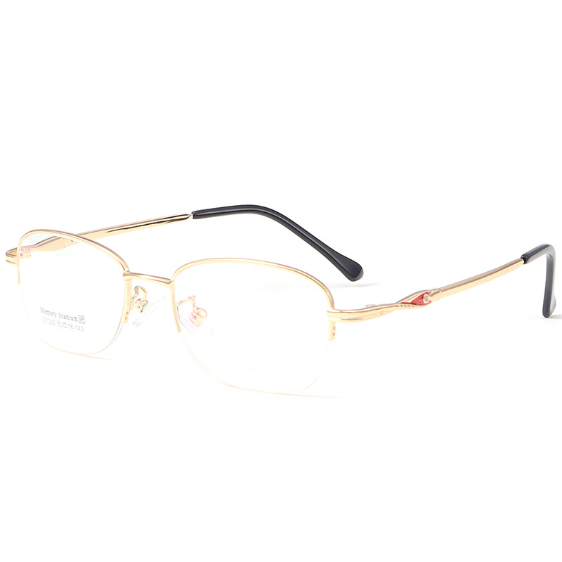 Lunettes ultralégères élégantes à demi-monture en titane 21022-Or