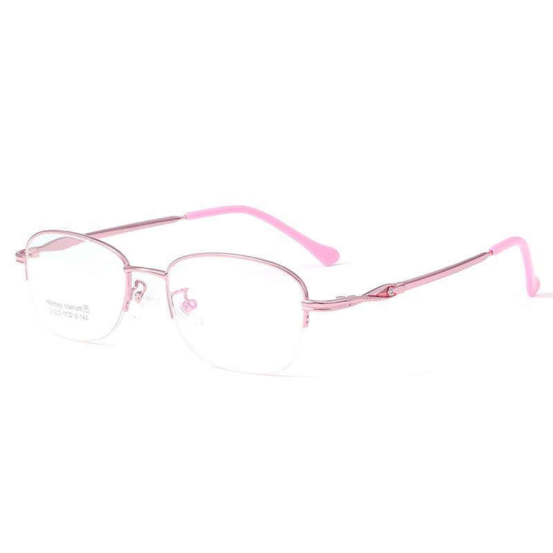 Lunettes ultralégères élégantes à demi-monture en titane 21022-Rose