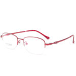 Lunettes ultralégères élégantes à demi-monture en titane 21022-Rouge