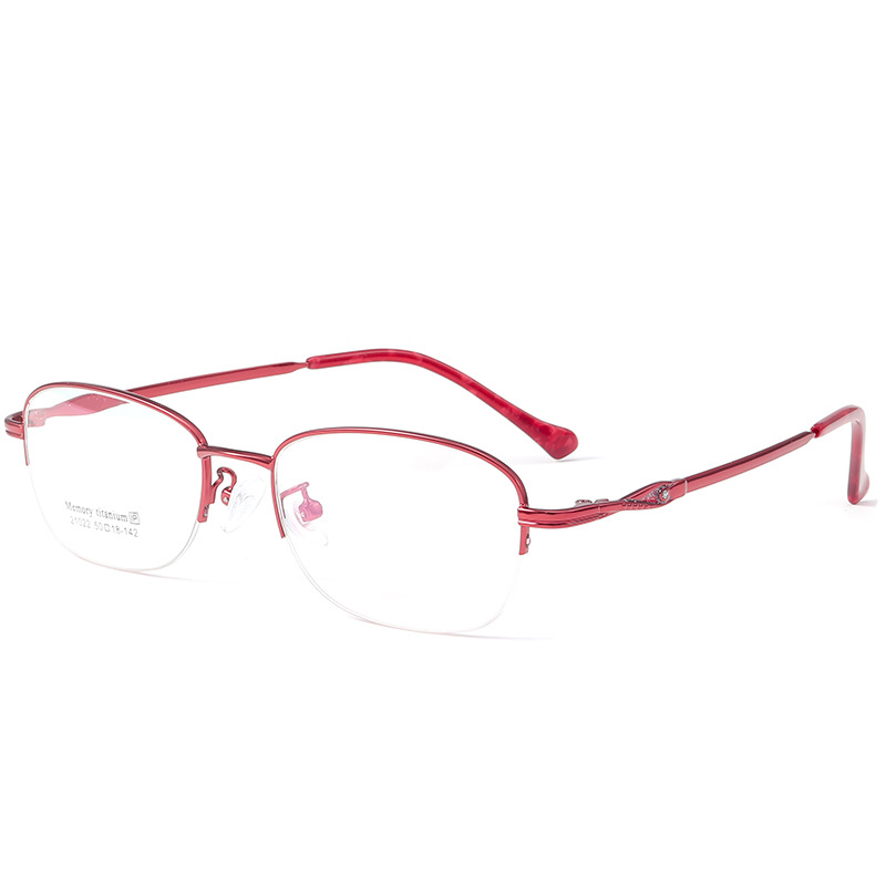 Lunettes ultralégères élégantes à demi-monture en titane 21022-Rouge