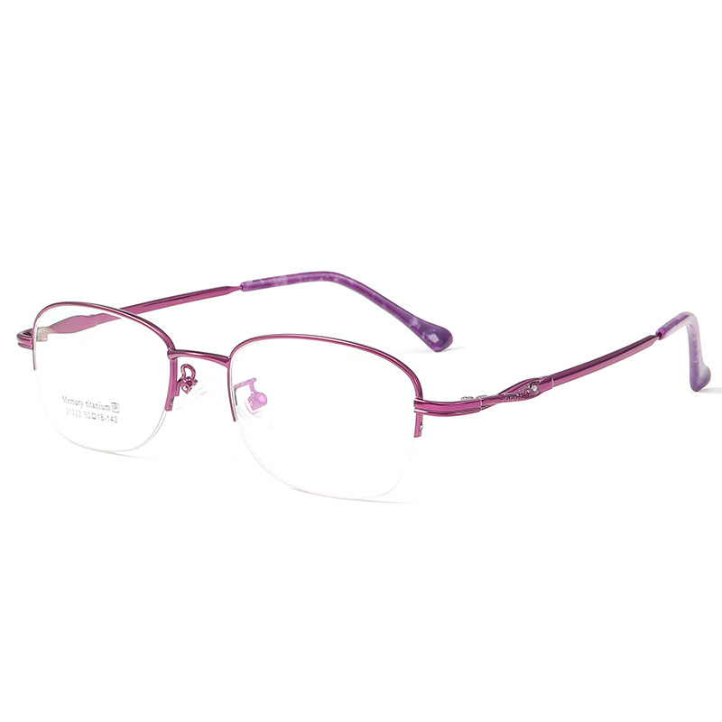 Lunettes ultralégères élégantes à demi-monture en titane 21022-violet