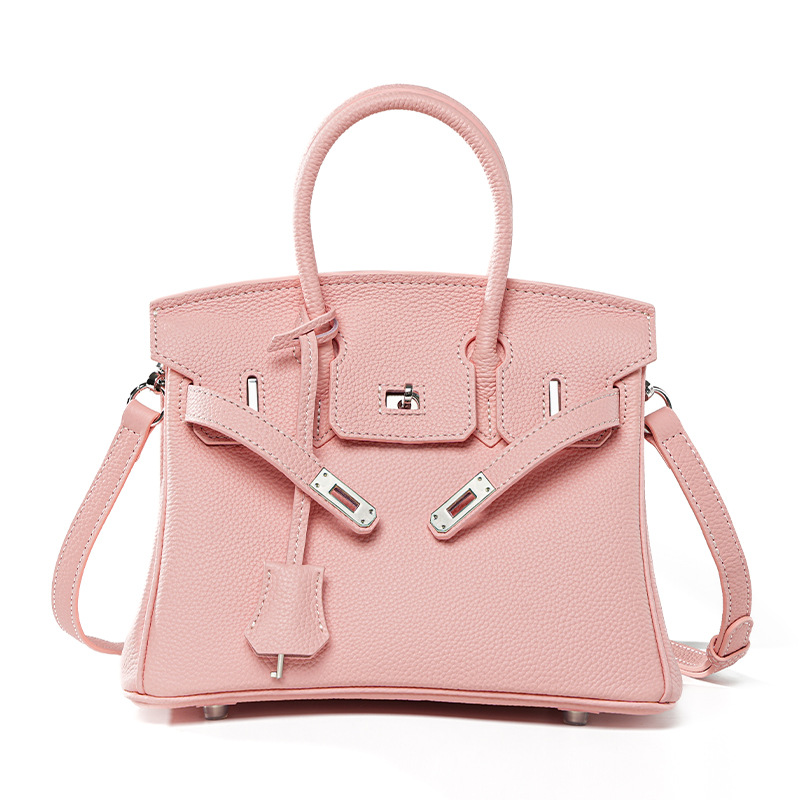 Sac Birkin cuir, haut de gamme, grande capacité 000BK Boucle rose argentée 3Q