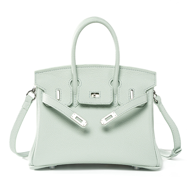 Sac Birkin cuir, haut de gamme, grande capacité 000BK Boutons bleus et argentés d'été