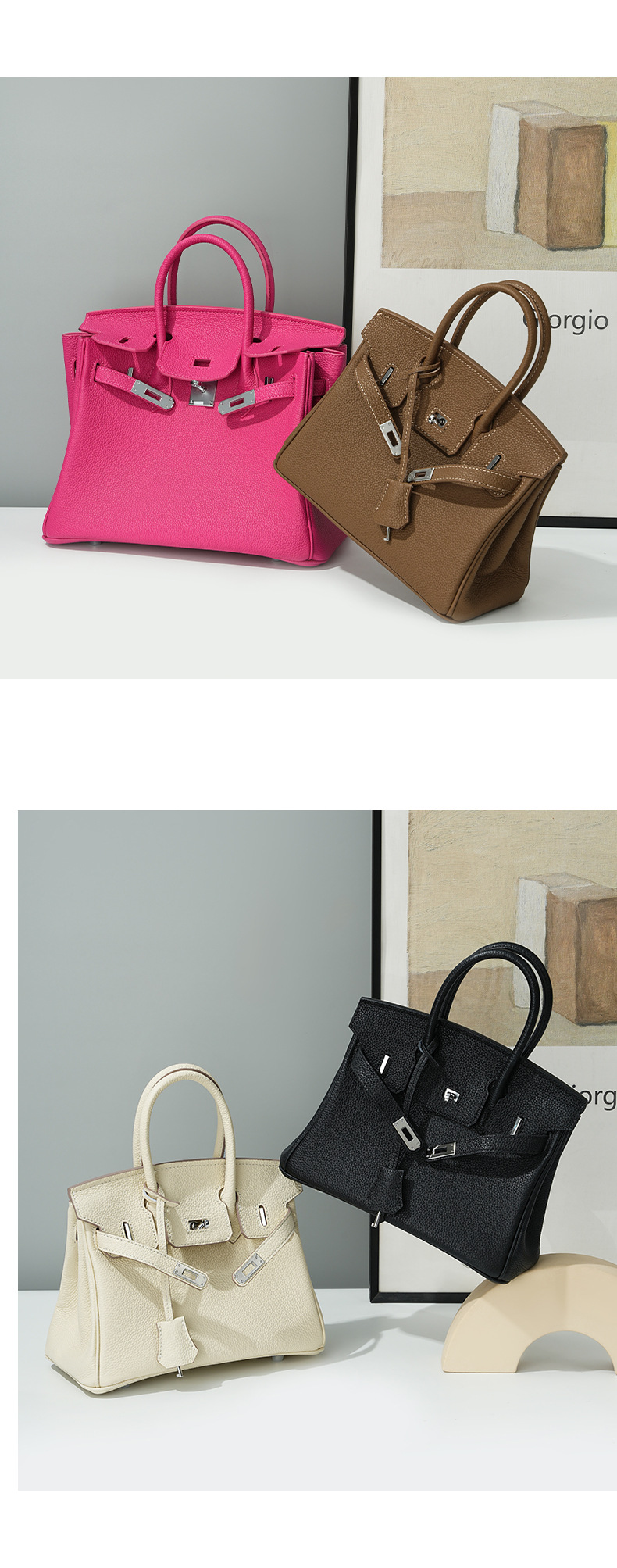 High-end leather Birkin bag, large capacity 000BK Demo 0010