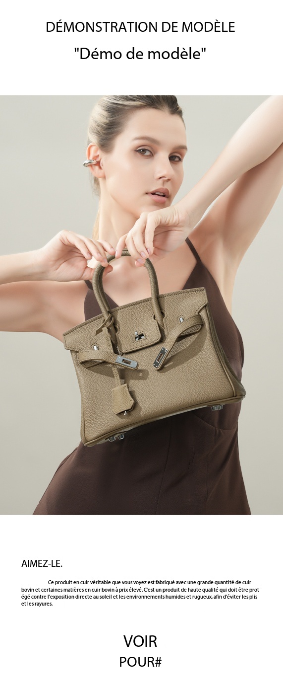 High-end leather Birkin bag, large capacity 000BK Demo 0012