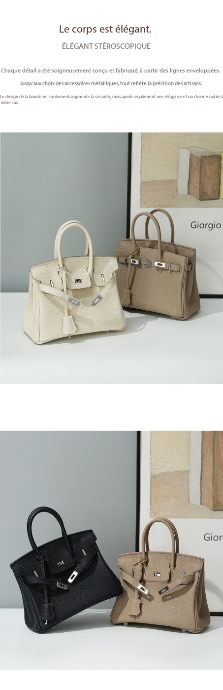 High-end leather Birkin bag, large capacity 000BK Demo 0016