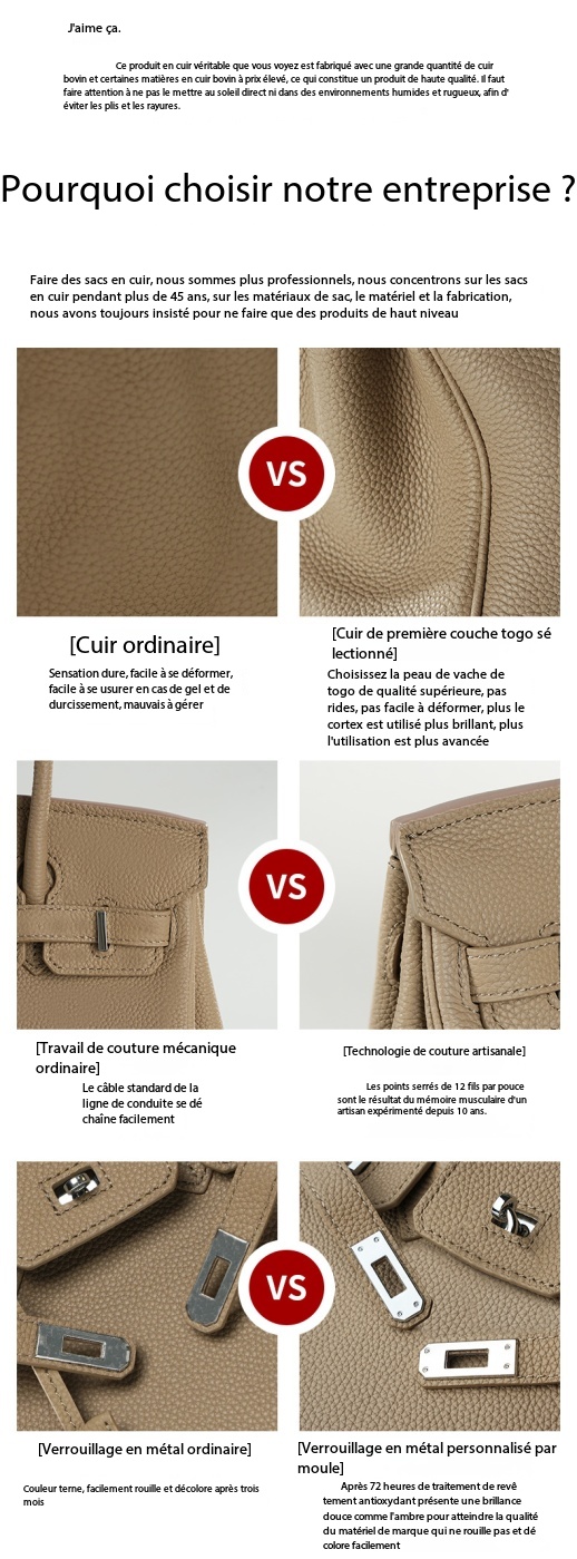 High-end leather Birkin bag, large capacity 000BK Demo 003
