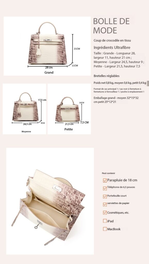 High-quality leather Kelly bag with crocodile pattern GY8328 Demo 003