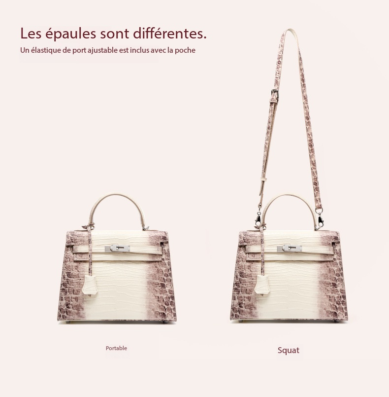 High-quality leather Kelly bag with crocodile pattern GY8328 Demo 005