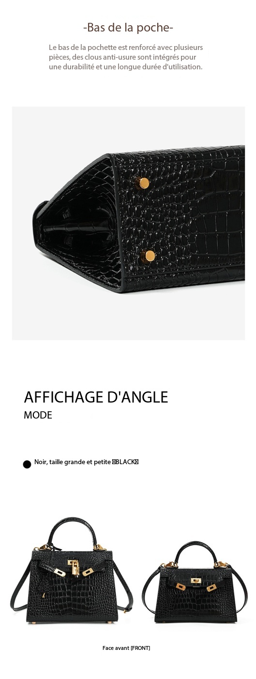 Genuine Leather Kelly Bag, High-End Women's Crocodile-Print Handbag KL0 Demo 0016