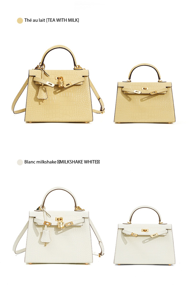 Genuine Leather Kelly Bag, High-End Women's Crocodile-Print Handbag KL0 Demo 0020