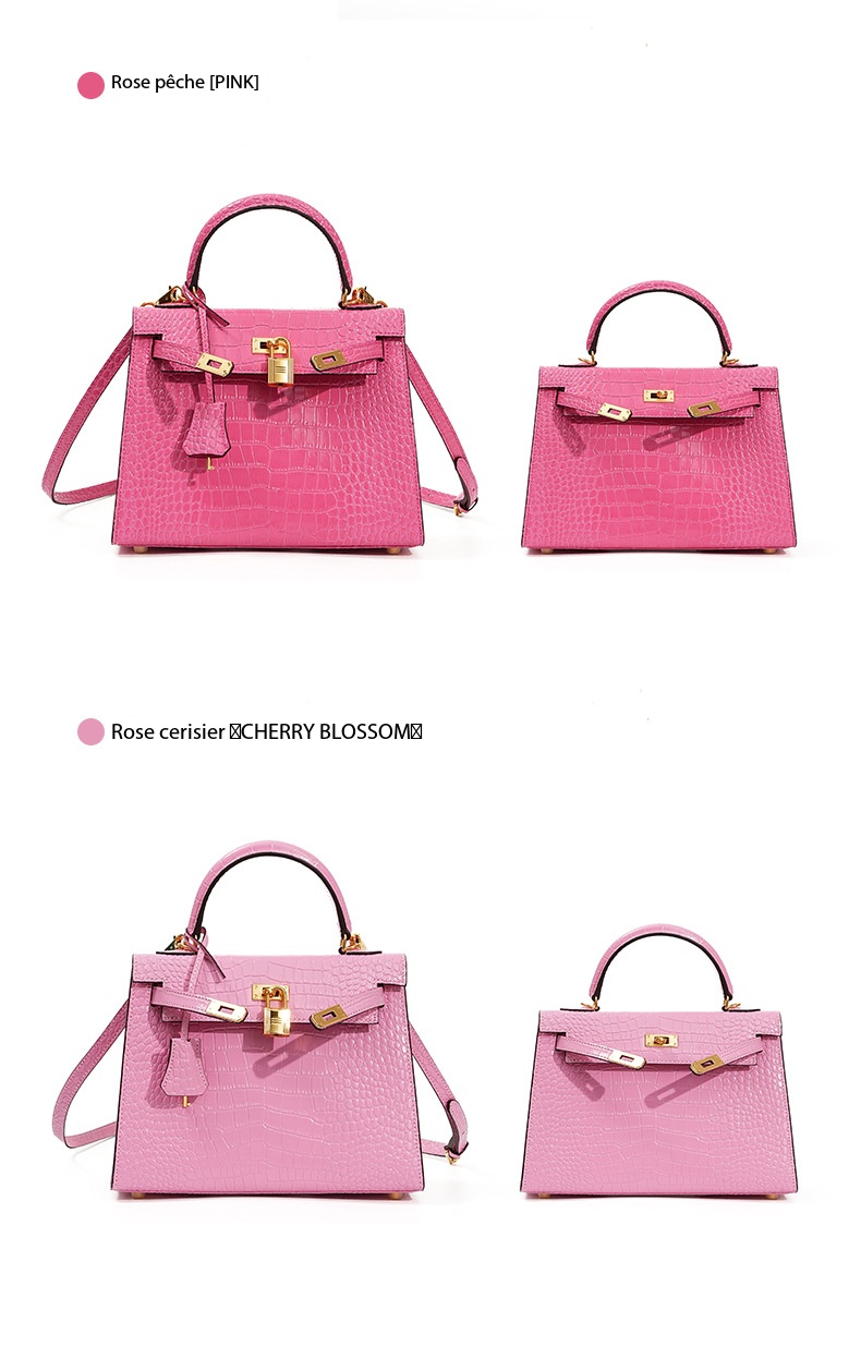 Genuine Leather Kelly Bag, High-End Women's Crocodile-Print Handbag KL0 Demo 0023