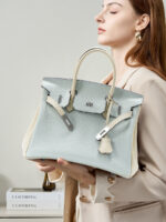 Sac à main Kelly Platinum en cuir véritable 00BK-001