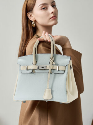 Sac à main Kelly Platinum en cuir véritable 00BK