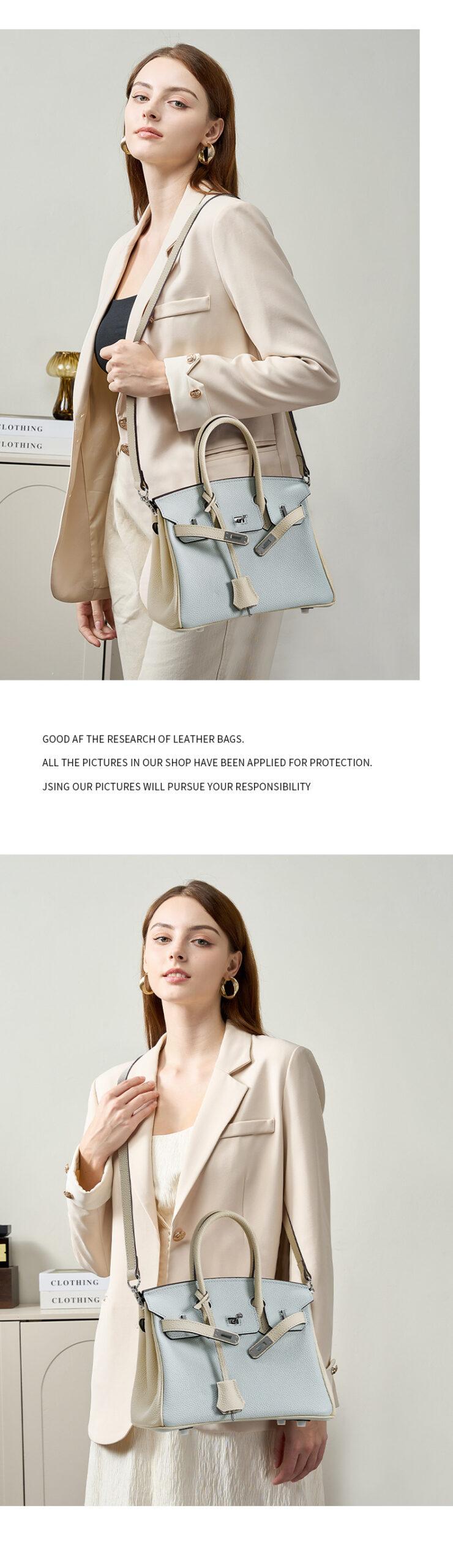 Kelly Platinum Handbag in Genuine Leather 00BK Demo 0012