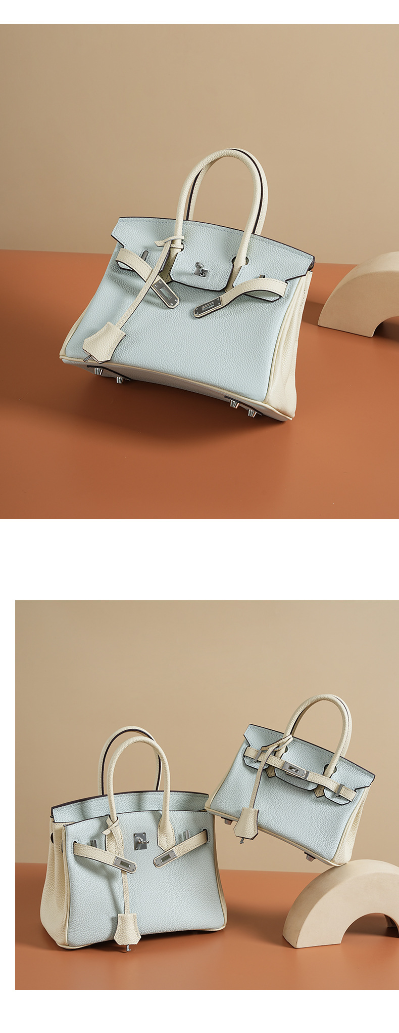 Kelly Platinum Handbag in Genuine Leather 00BK Demo 008